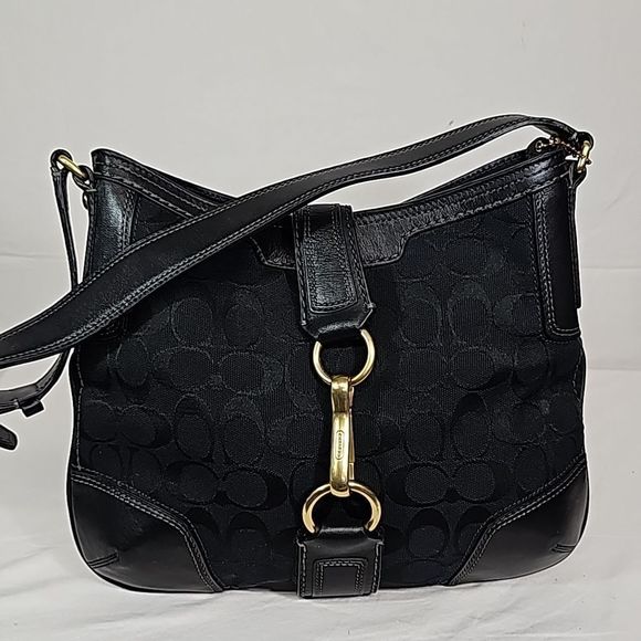 Coach Handbags - COACH HAMPTON CANVAS AND LEATHER CLIP HOBO BAG FFPM-06-026
